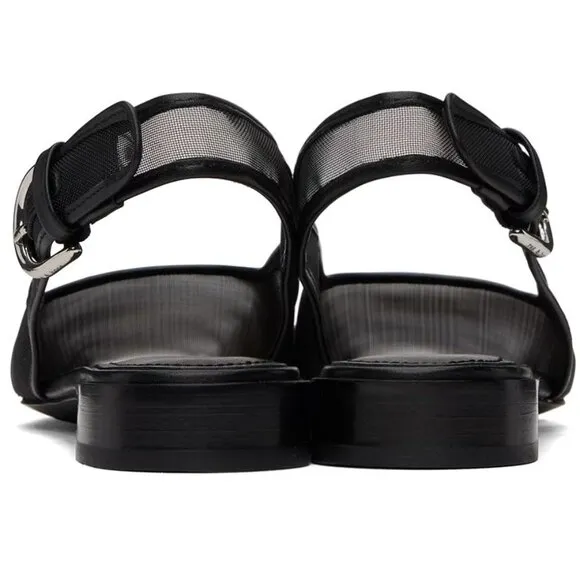 Rag &amp; Bone Astra Slingback Flats Size 7.5 Black Mesh Leather Trim NEW $328