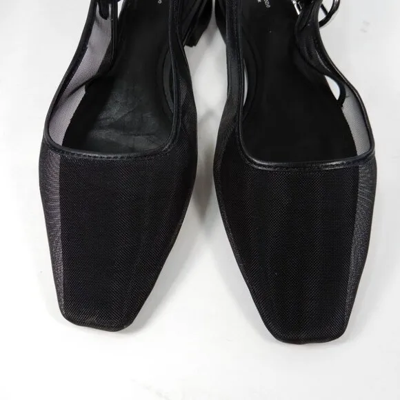 Rag &amp; Bone Astra Slingback Flats Size 7.5 Black Mesh Leather Trim NEW $328