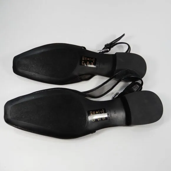 Rag &amp; Bone Astra Slingback Flats Size 7.5 Black Mesh Leather Trim NEW $328