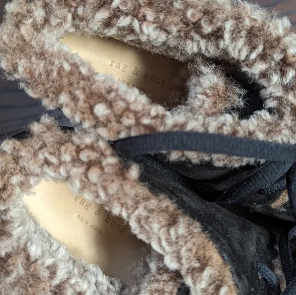 Rag &amp; Bone Black Suede Inez Shearling Desert Clog Boots