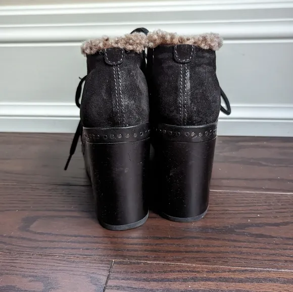 Rag &amp; Bone Black Suede Inez Shearling Desert Clog Boots