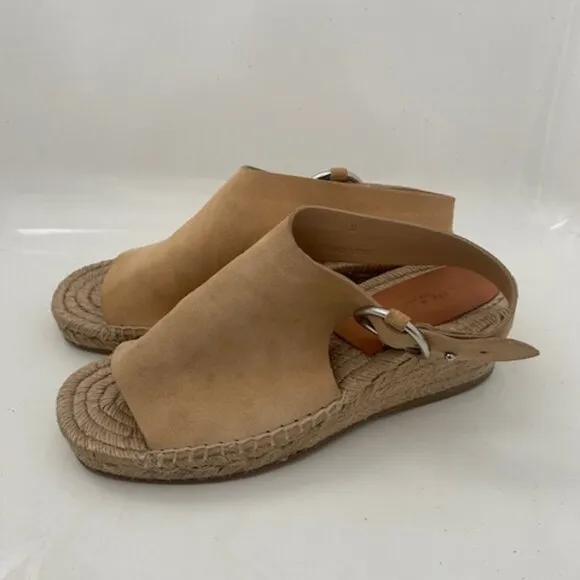 RAG &amp; BONE Calla Dune Tan Suede Buckle Wedge Sandals Sz 37 / US 7-7.5