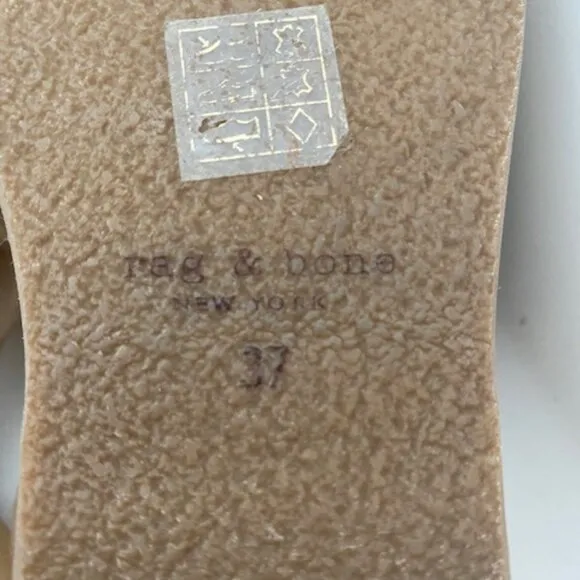 RAG &amp; BONE Calla Dune Tan Suede Buckle Wedge Sandals Sz 37 / US 7-7.5