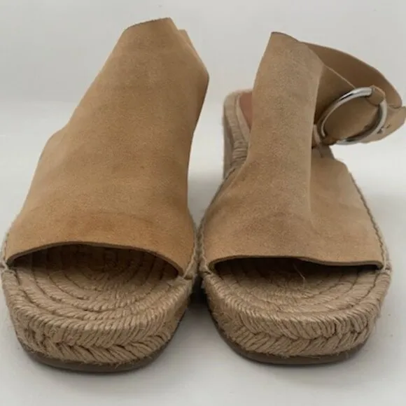 RAG &amp; BONE Calla Dune Tan Suede Buckle Wedge Sandals Sz 37 / US 7-7.5