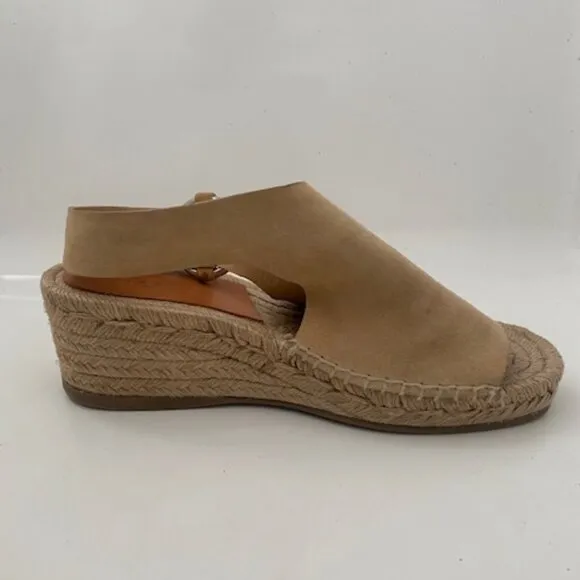 RAG &amp; BONE Calla Dune Tan Suede Buckle Wedge Sandals Sz 37 / US 7-7.5
