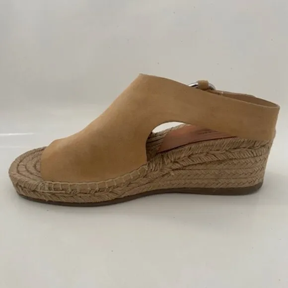 RAG &amp; BONE Calla Dune Tan Suede Buckle Wedge Sandals Sz 37 / US 7-7.5