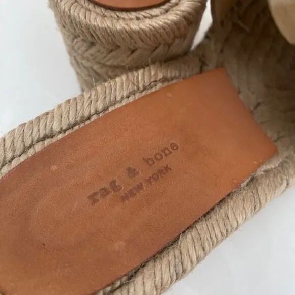 RAG &amp; BONE Calla Dune Tan Suede Buckle Wedge Sandals Sz 37 / US 7-7.5