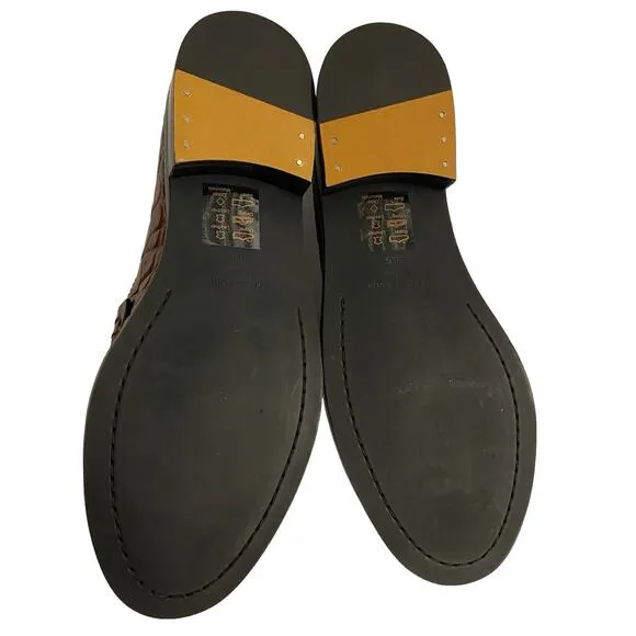 Rag &amp; Bone Canter Loafers Crocodile Leather Embossed Slip On Brown Size 36.5