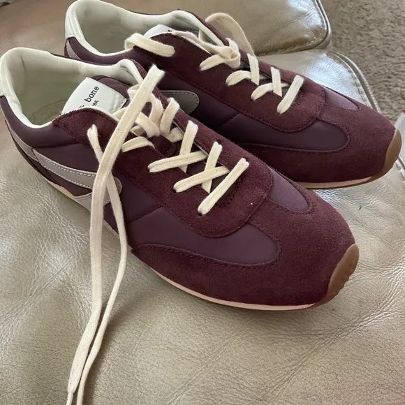 RAG &amp; BONE  Retro Mixed Leather Runner Sneakers - Grape