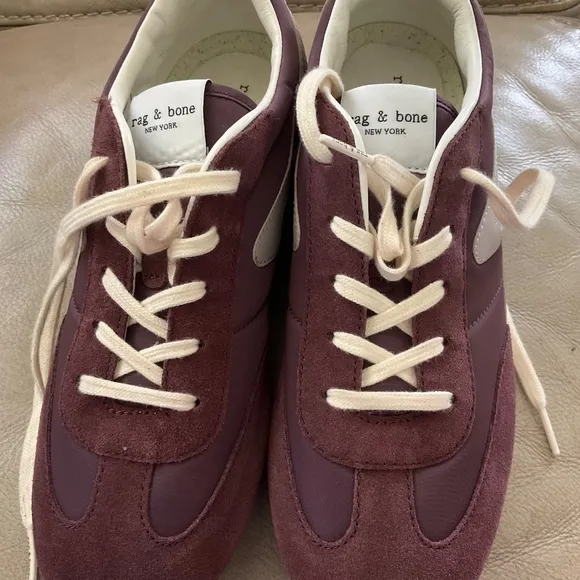 RAG &amp; BONE  Retro Mixed Leather Runner Sneakers - Grape