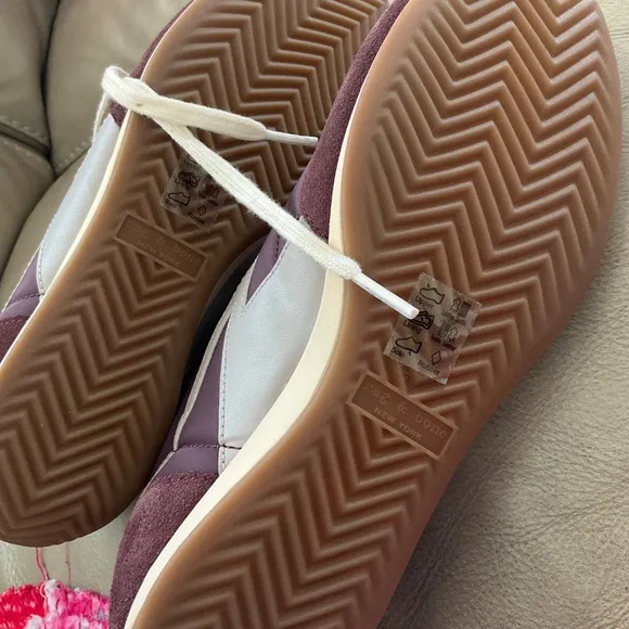 RAG &amp; BONE  Retro Mixed Leather Runner Sneakers - Grape