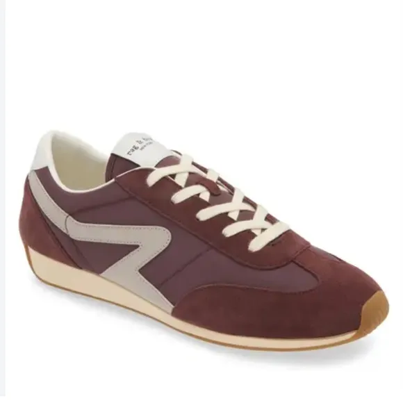 RAG &amp; BONE  Retro Mixed Leather Runner Sneakers - Grape