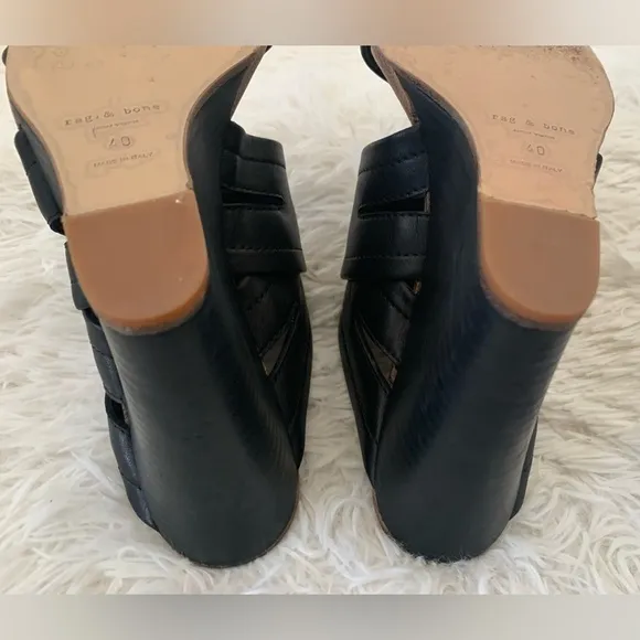 Rag &amp; Bone Shaw Mule Wedge cut out open-toes  Made in Italy size 40, US 8.5-9