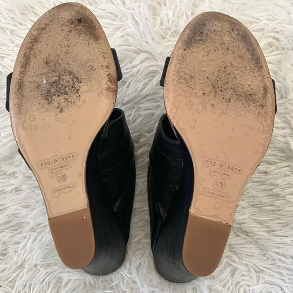 Rag &amp; Bone Shaw Mule Wedge cut out open-toes  Made in Italy size 40, US 8.5-9