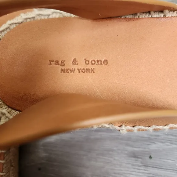 Rag and Bone Tan Sandals Size 7 (37) Estelle Espadrille Jute Braid Sole Open Toe