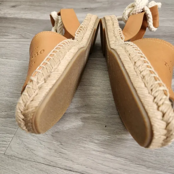Rag and Bone Tan Sandals Size 7 (37) Estelle Espadrille Jute Braid Sole Open Toe