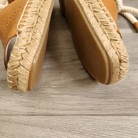 Rag and Bone Tan Sandals Size 7 (37) Estelle Espadrille Jute Braid Sole Open Toe
