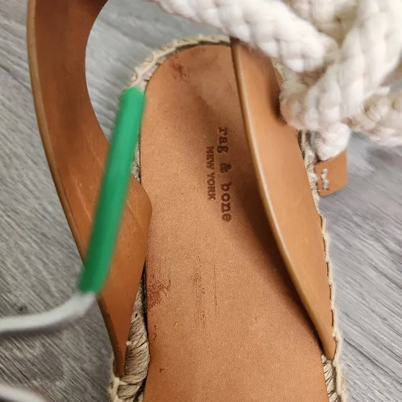 Rag and Bone Tan Sandals Size 7 (37) Estelle Espadrille Jute Braid Sole Open Toe