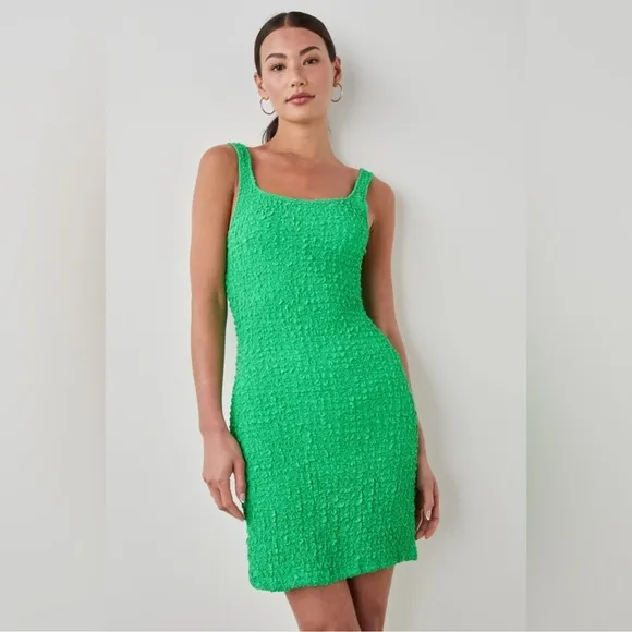 Rails Julie Clover Green Tank Bodycon Textured Stretchy Mini Dress Size L
