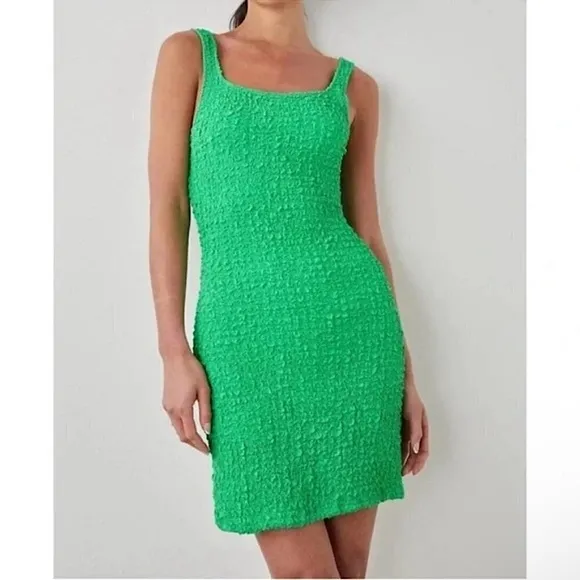 Rails Julie Clover Green Tank Bodycon Textured Stretchy Mini Dress Size L