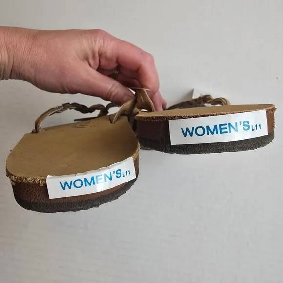 Rainbow Flirty Braidy Leather Sandals Size Womens 11 Sierra Brown Narrow Strap