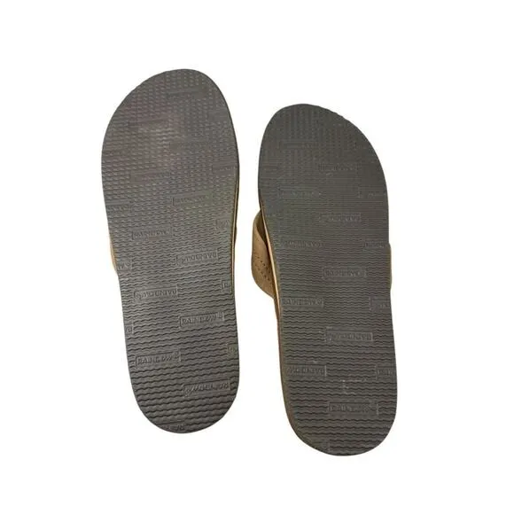 Rainbow Sandals Luxury Leather Single Layer Arch  Support Brown Mens S 7.5-8.5