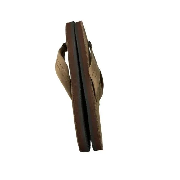 Rainbow Sandals Luxury Leather Single Layer Arch  Support Brown Mens S 7.5-8.5