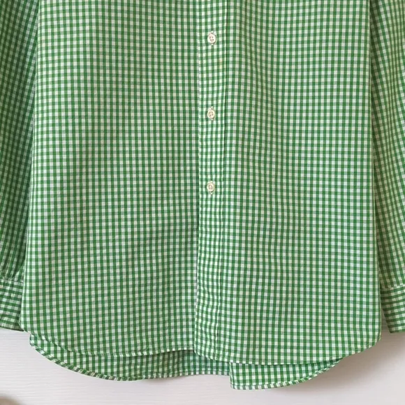 Ralph Lauren 90's Vintage Gingham Plaid Long Sleeve Button Down Shirt Green XL