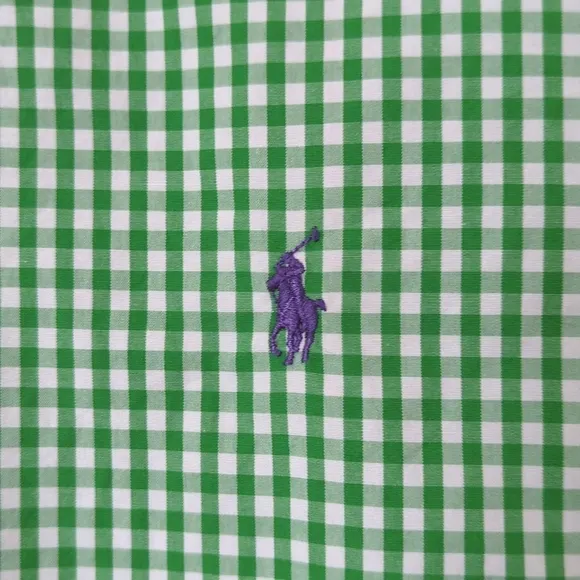 Ralph Lauren 90's Vintage Gingham Plaid Long Sleeve Button Down Shirt Green XL