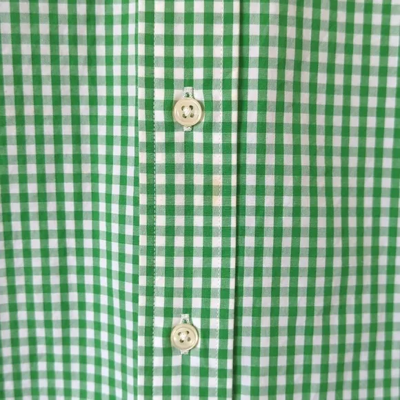 Ralph Lauren 90's Vintage Gingham Plaid Long Sleeve Button Down Shirt Green XL
