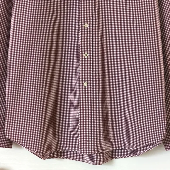 Ralph Lauren 90's Vintage Gingham Plaid Long Sleeve Button Down Shirt Maroon XL
