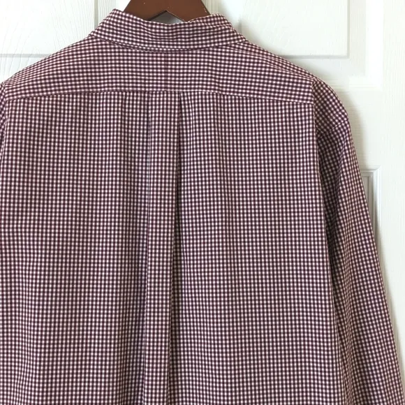 Ralph Lauren 90's Vintage Gingham Plaid Long Sleeve Button Down Shirt Maroon XL