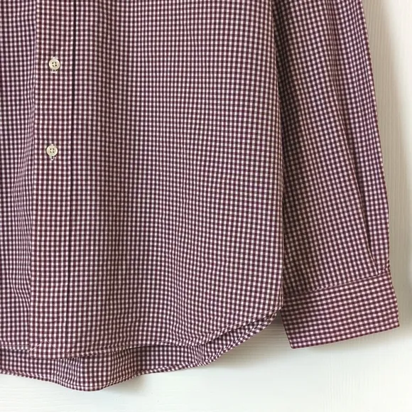 Ralph Lauren 90's Vintage Gingham Plaid Long Sleeve Button Down Shirt Maroon XL