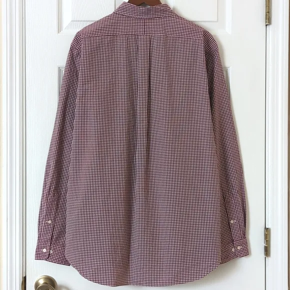 Ralph Lauren 90's Vintage Gingham Plaid Long Sleeve Button Down Shirt Maroon XL