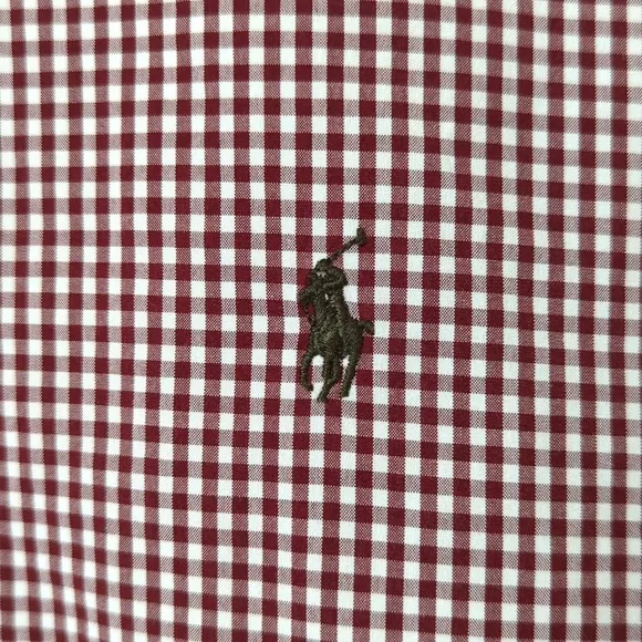 Ralph Lauren 90's Vintage Gingham Plaid Long Sleeve Button Down Shirt Maroon XL
