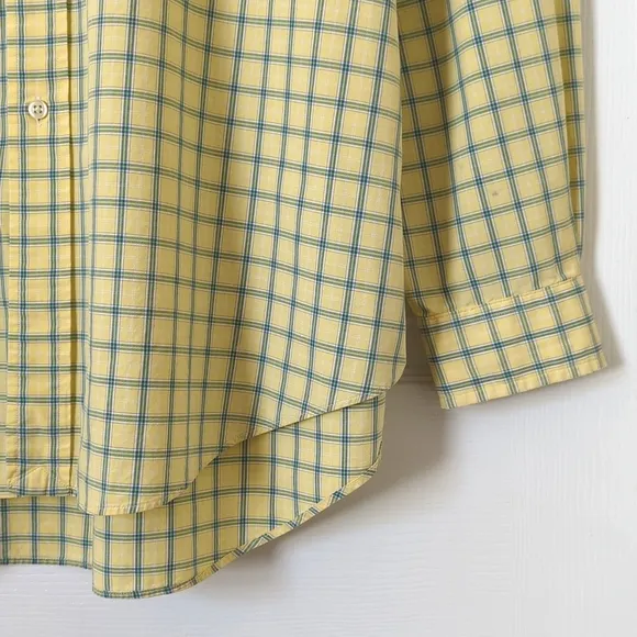 Ralph Lauren 90's Vintage Preppy Plaid Long Sleeve Button Down Shirt Yellow XL