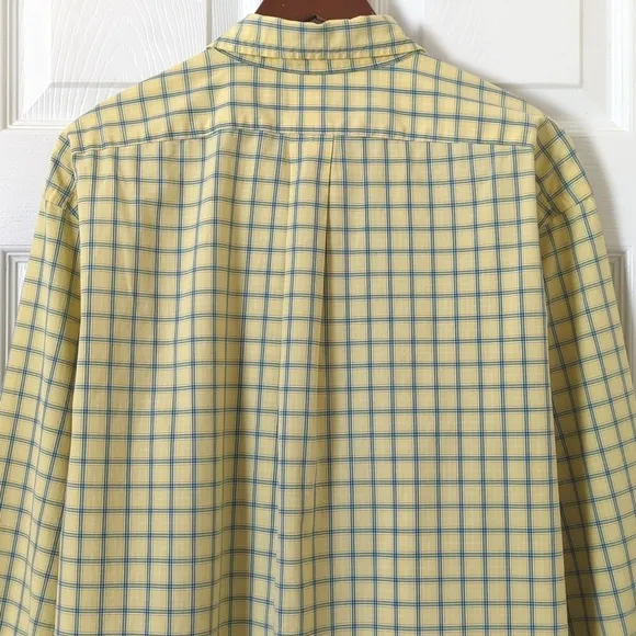 Ralph Lauren 90's Vintage Preppy Plaid Long Sleeve Button Down Shirt Yellow XL