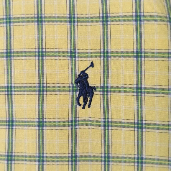 Ralph Lauren 90's Vintage Preppy Plaid Long Sleeve Button Down Shirt Yellow XL
