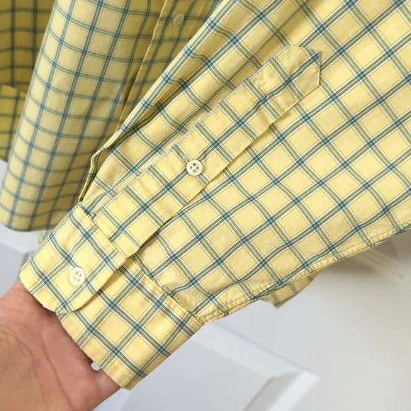 Ralph Lauren 90's Vintage Preppy Plaid Long Sleeve Button Down Shirt Yellow XL
