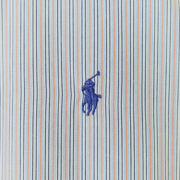 Ralph Lauren 90's Vintage Preppy Striped Long Sleeve Button Down Shirt Blue L
