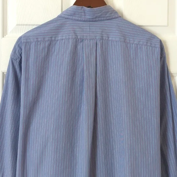 Ralph Lauren 90's Vintage Preppy Striped Long Sleeve Button Down Shirt Blue L