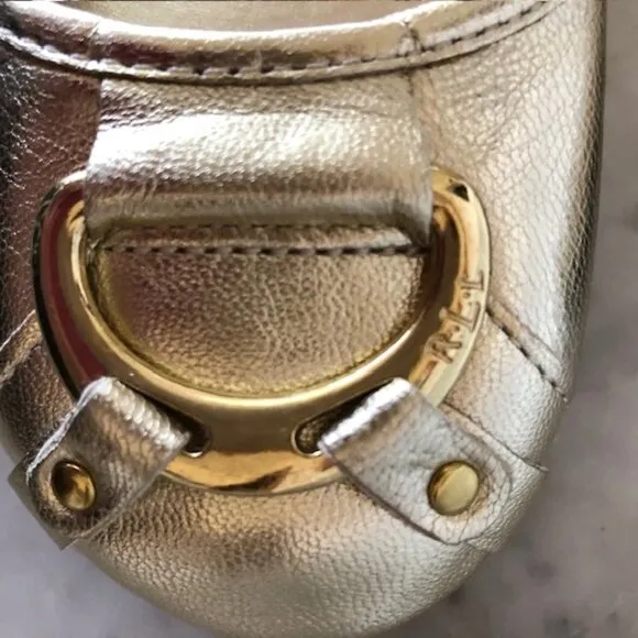 RALPH LAUREN Abigale Leather Gold Flat 8.5 B