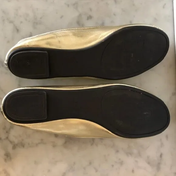 RALPH LAUREN Abigale Leather Gold Flat 8.5 B