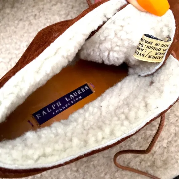 Ralph Lauren Collection Brown Franny Suede Bootie Shoes Size 7.5