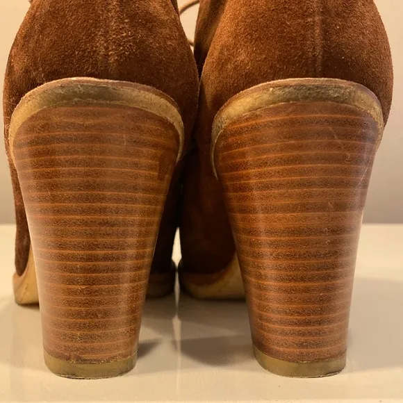 Ralph Lauren Collection Brown Franny Suede Bootie Shoes Size 7.5