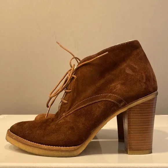 Ralph Lauren Collection Brown Franny Suede Bootie Shoes Size 7.5