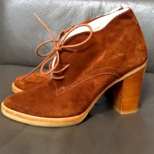 Ralph Lauren Collection Brown Franny Suede Bootie Shoes Size 7.5