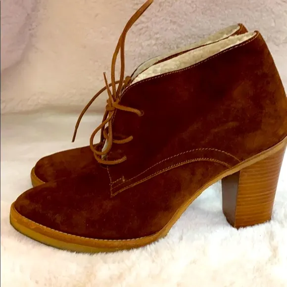 Ralph Lauren Collection Brown Franny Suede Bootie Shoes Size 7.5