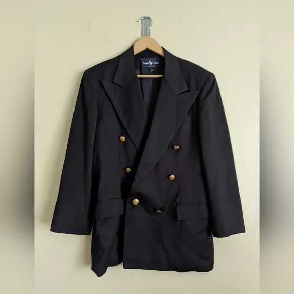 Ralph Lauren Navy Wool Blazer - Size 10 Vintage