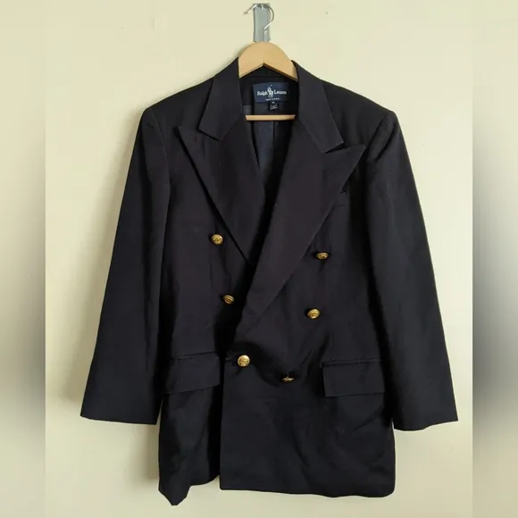 Ralph Lauren Navy Wool Blazer - Size 10 Vintage